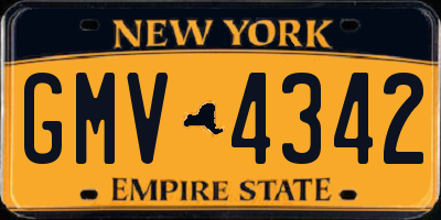 NY license plate GMV4342