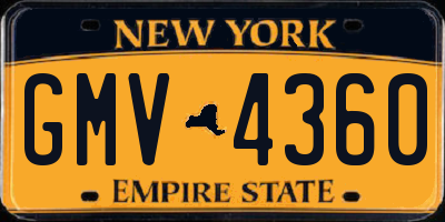 NY license plate GMV4360
