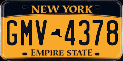 NY license plate GMV4378
