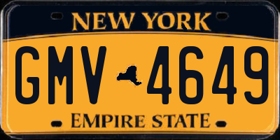 NY license plate GMV4649