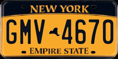 NY license plate GMV4670