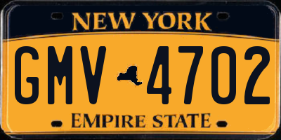 NY license plate GMV4702