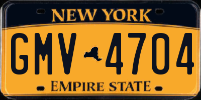 NY license plate GMV4704
