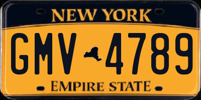 NY license plate GMV4789