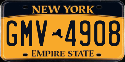 NY license plate GMV4908