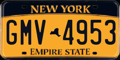 NY license plate GMV4953