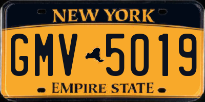 NY license plate GMV5019