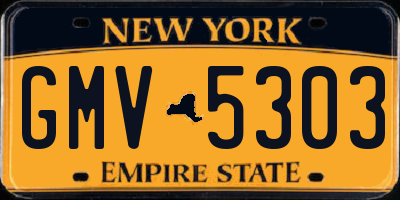 NY license plate GMV5303