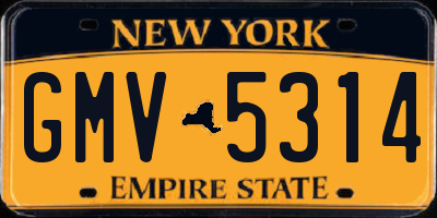 NY license plate GMV5314