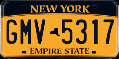 NY license plate GMV5317