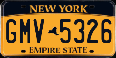 NY license plate GMV5326