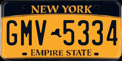 NY license plate GMV5334