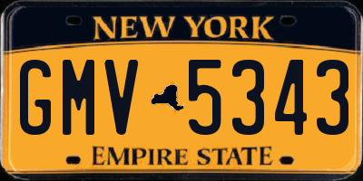 NY license plate GMV5343