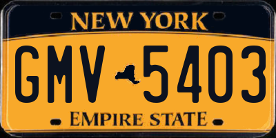 NY license plate GMV5403