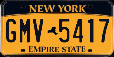 NY license plate GMV5417