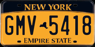 NY license plate GMV5418