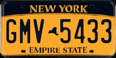 NY license plate GMV5433
