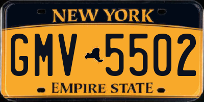 NY license plate GMV5502