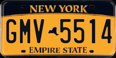 NY license plate GMV5514