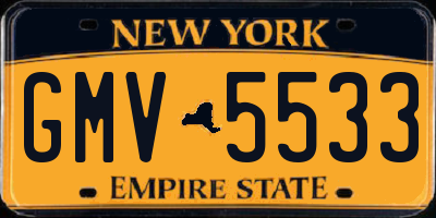 NY license plate GMV5533