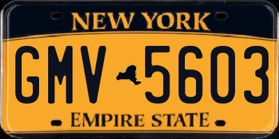 NY license plate GMV5603
