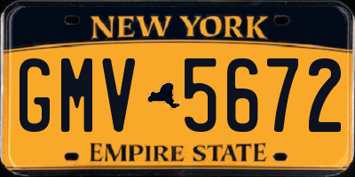 NY license plate GMV5672