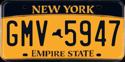 NY license plate GMV5947