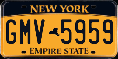 NY license plate GMV5959