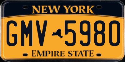 NY license plate GMV5980