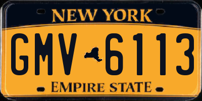 NY license plate GMV6113