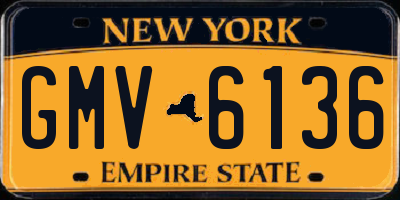 NY license plate GMV6136
