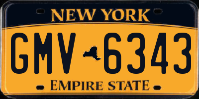 NY license plate GMV6343