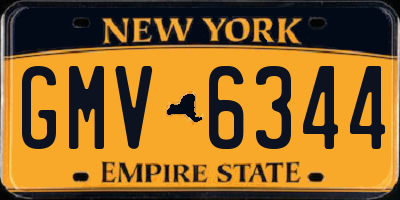 NY license plate GMV6344