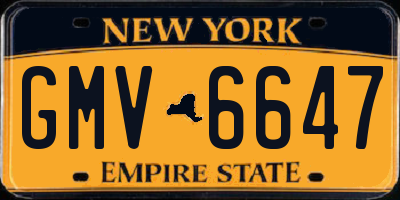 NY license plate GMV6647