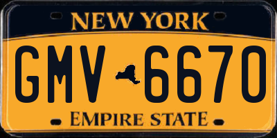 NY license plate GMV6670