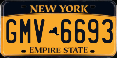NY license plate GMV6693