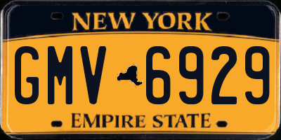 NY license plate GMV6929