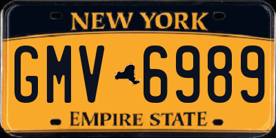 NY license plate GMV6989