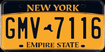 NY license plate GMV7116