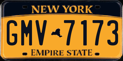 NY license plate GMV7173