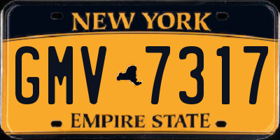 NY license plate GMV7317