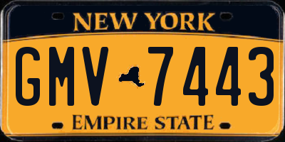 NY license plate GMV7443