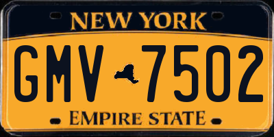 NY license plate GMV7502