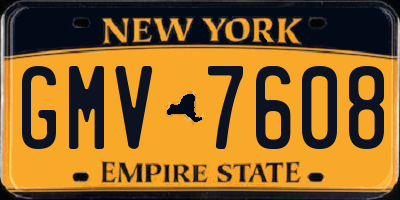 NY license plate GMV7608