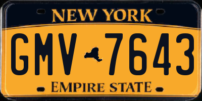 NY license plate GMV7643