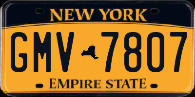 NY license plate GMV7807