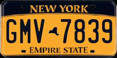 NY license plate GMV7839