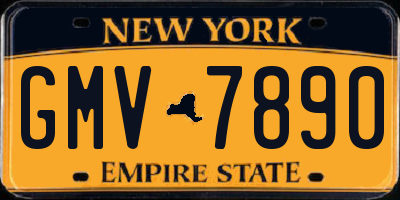 NY license plate GMV7890
