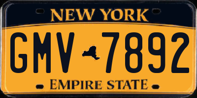 NY license plate GMV7892