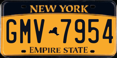 NY license plate GMV7954